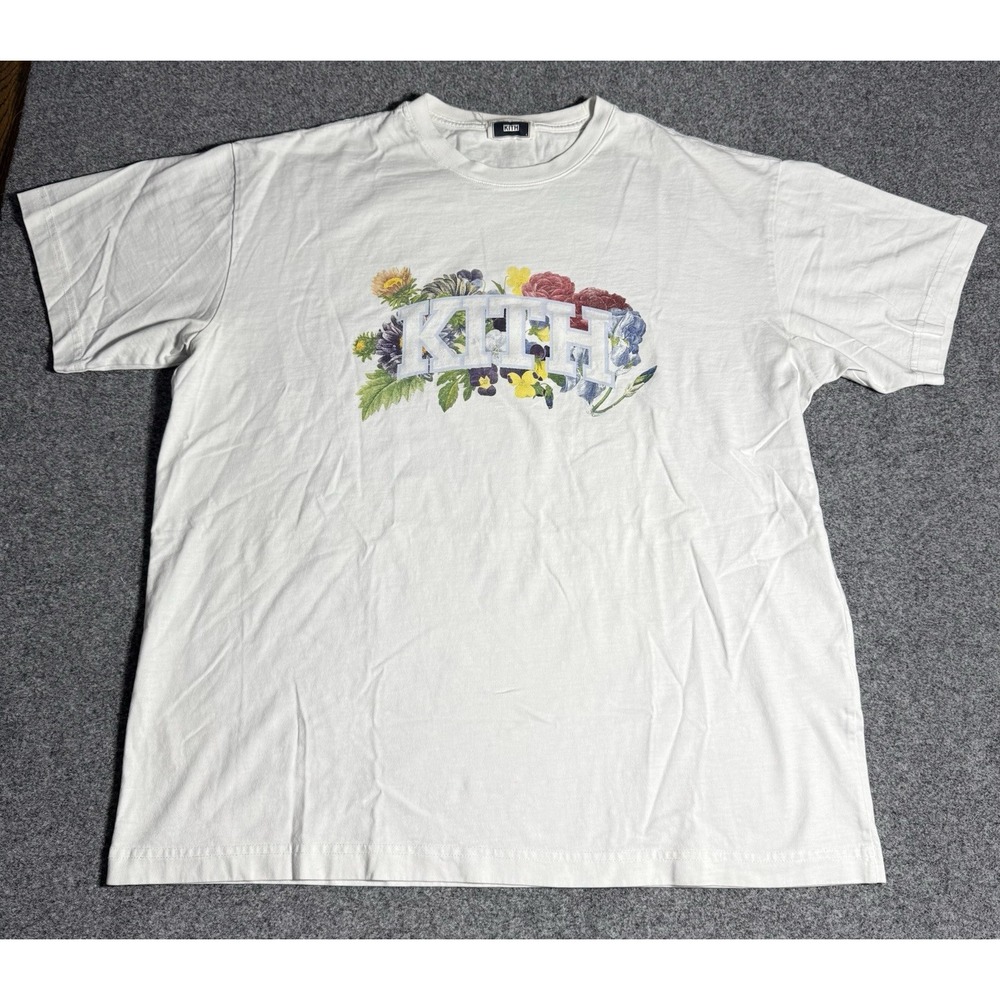 Kith Floral Arch Vintage Tee Logo Cotton T-Shirt Men's Size Large‎ White